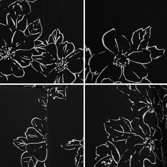 Vintage 90s Silk Floral Slip Skirt Midi Black White Sz 4 Whimsigoth Fairy Grunge - Picture 7 of 8